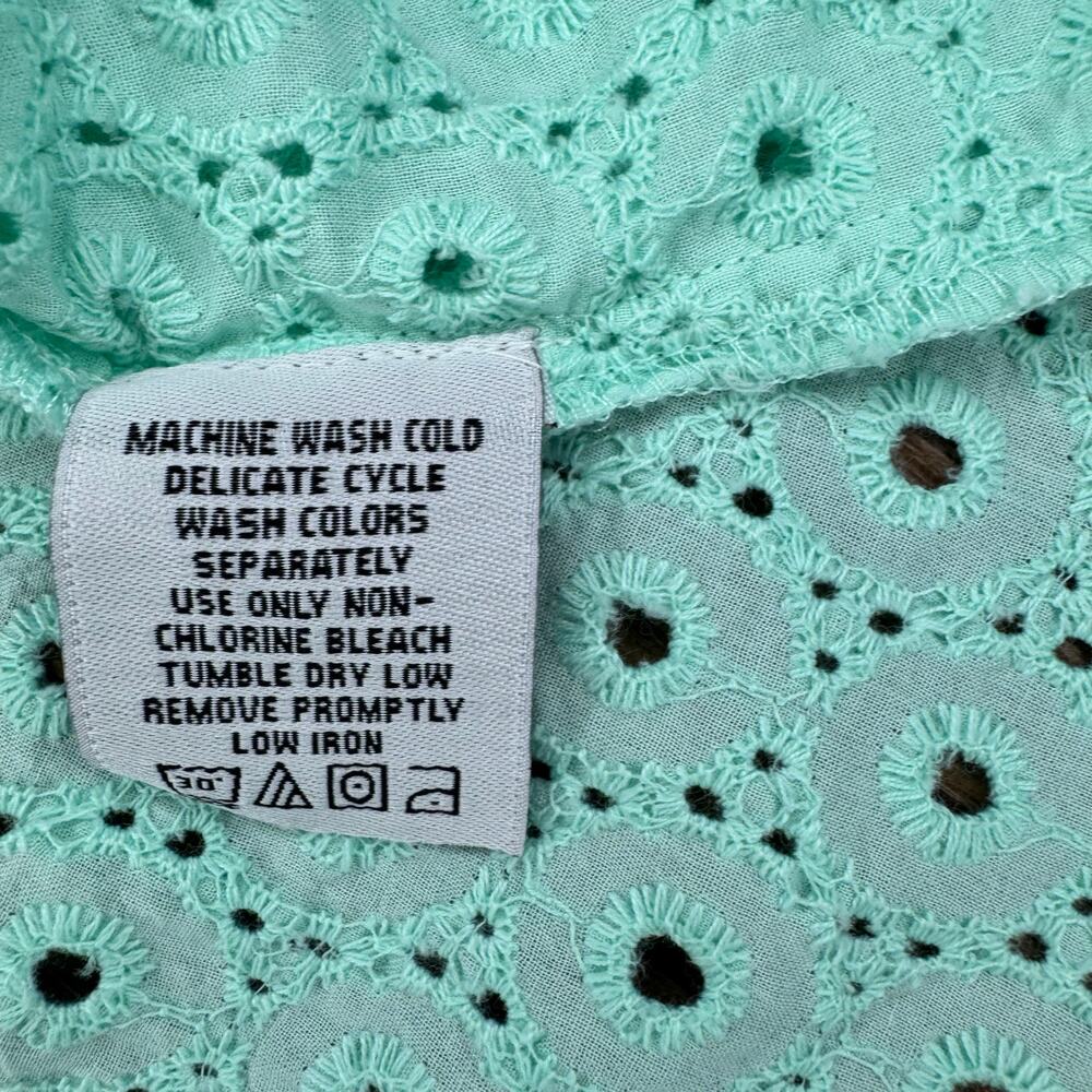 Jessica London Size 16 mint sorbet button up eyelet top 100% Cotton - Picture 4 of 11